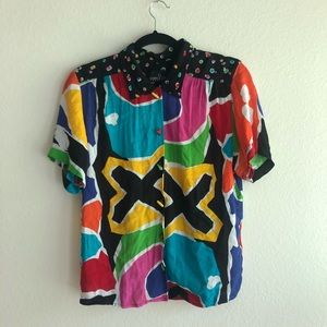 Vintage funky print button up